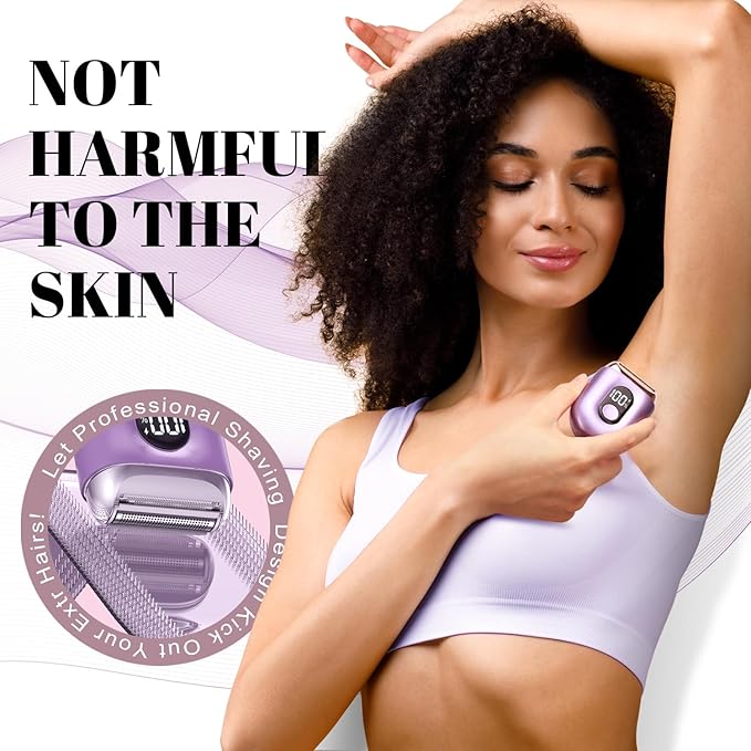 Cordless Electric Shaver for Women: Mini Electric Razors with LED Display - Rechargeable Bikini Trimmer - IPX7 Waterproof Wet Dry Face Razor for Body Pubic Leg