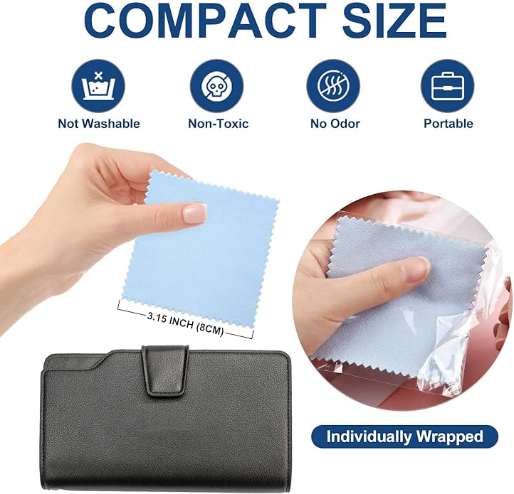 SEVENWELL 50pcs Jewelry Cleaning Cloth Pink Polishing Cloth for Sterling Silver Gold Platinum Small Polish Cloth 8x8cm