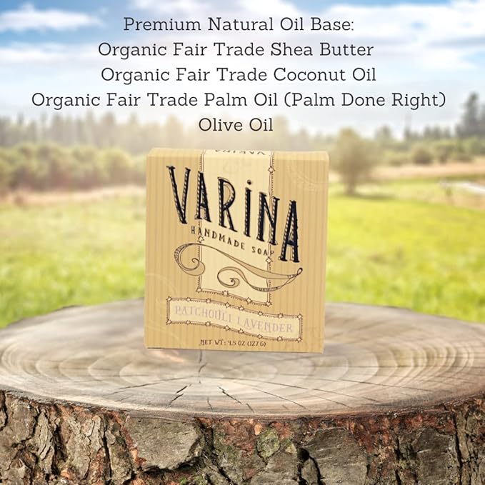 Varina Patchouli Lavender Soap - Gentle Cleansing for Sensitive Skin, Earthy Scents - 3 Pack - Goat Milk Soap