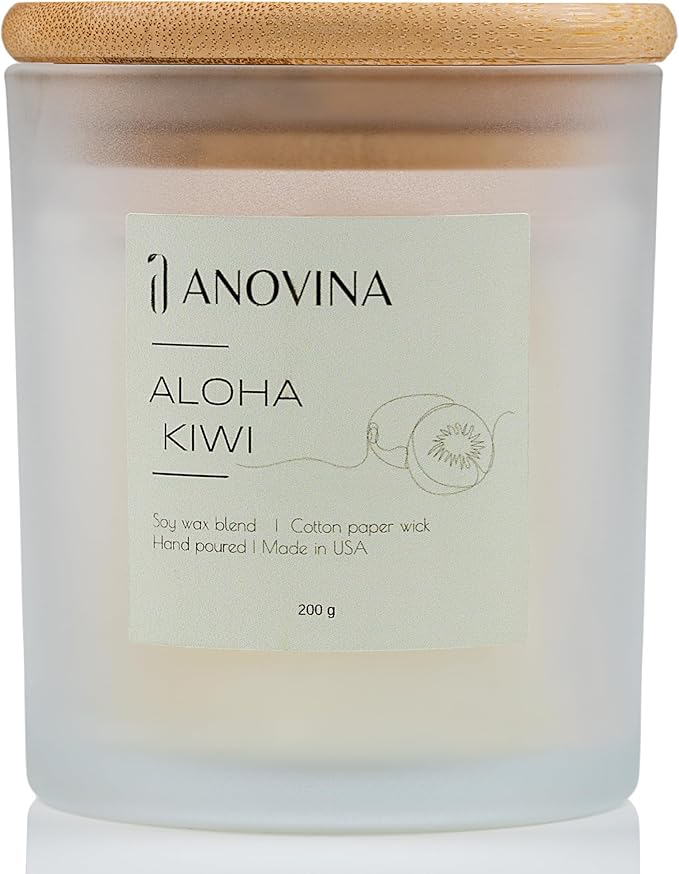 Anovina Fruity Scented Candle – Juicy Blend of Passionfruit, Pineapple, Kiwi & Coconut – Non-Toxic Soy Wax Blend – Candle Gifts for Women, Home or Kitchen