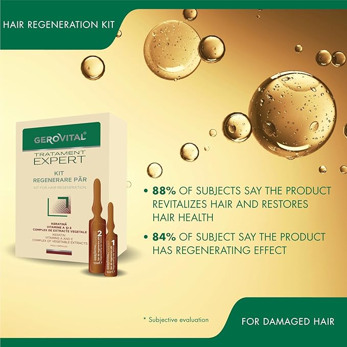 GEROVITAL Kit Hair Growth Serum, Hair Regeneration, Hydrates and Prevents Hair Loss, 20 ampoules: 10×10 ml and 10×5 ml