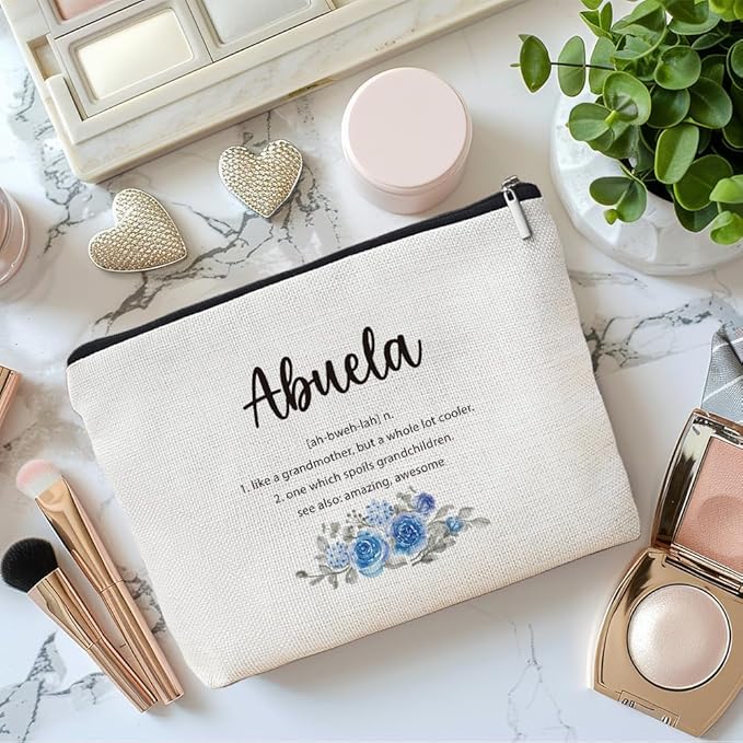MOTERMATE Abuela Gifts Makeup Bag, Best Abuela Gifts for Christmas from Grandkids Cosmetic Bag for Women, Grandma Gift from Granddaughter Grandson Toiletry Bags Zipper Makeup Pouch