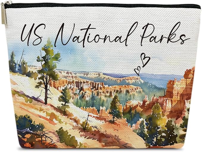 Ythuil City Travel Gift Makeup Bag, Watercolor Cosmetic Bag for Purse, US National Parks Souvenir, Trip Favors for Traveller US National Parks Lovers, City Themed Organizer