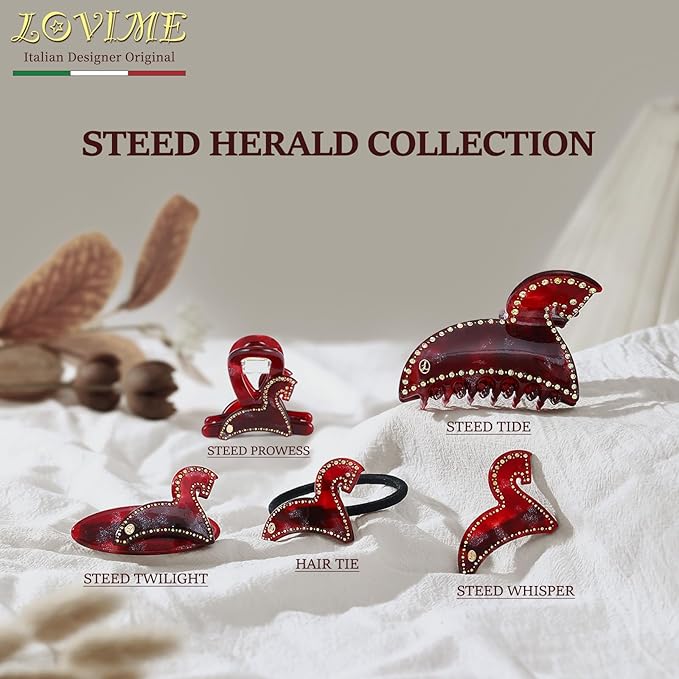 Red Hair Clips for Women Premium, Medium Claw Clips for Thick Thin Hair Girls, Strong Grip No Slip Hair Clip, Acetate Hair Accessories for Valentine's Birthday Year of the Horse 2026 Gift