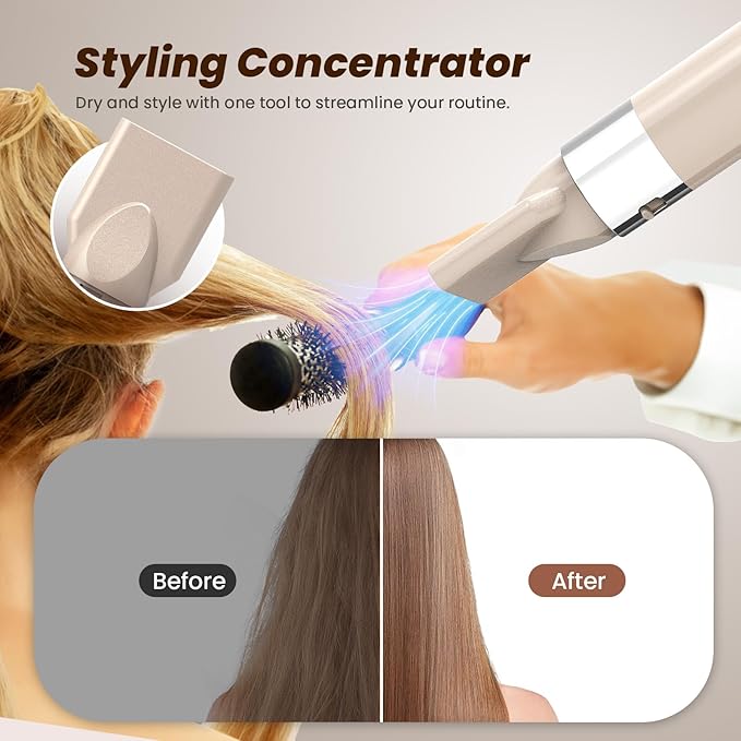6-in-1 Ionic High-Speed Hair Styler - 110,000 RPM Professional Multi-Styler System with 2 Auto-Curling Barrels - Fast Drying & Volumizing Technology for All Hair Types