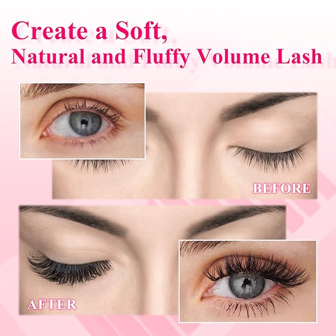 Easy Fan Lashes 0.03 0.05 0.07 Thickness C/D/M/L Curl Eyelash Extensions 8-15mm Mix Lash Tray Matte Black Volume Lashes Self Fanning, Professional Supplies for Lash Artists (0.05 L 8-15mm)
