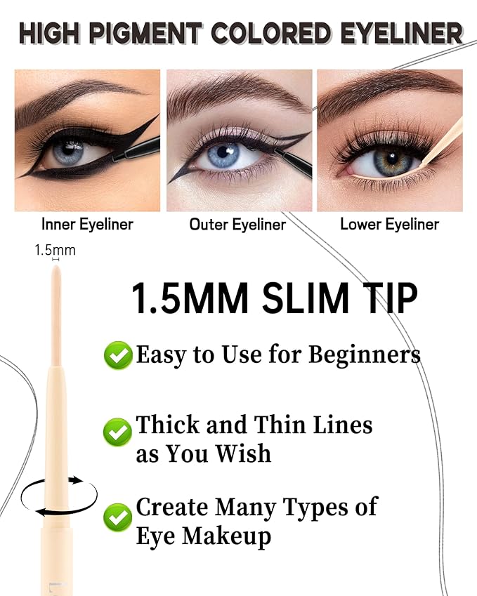Burgundy Gel Waterline Eyeliner, Glides on Smooth Eyeliner Pencil, Matte Cream Soft Texture, Waterproof Smudge-Proof Long Wear Eye Liner Pen, High Pigment Colorful Eye Liner Makeup for Women-04(2Pcs)