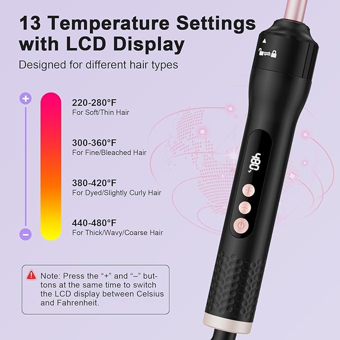 3 in 1 Curling Wand Set, Curling Iron Set with 3 Interchangable Ceramic Curling Wands (0.5”-1.25”), Fast Heating Up Hair Curler, Dual Voltage Wand Curling Iron