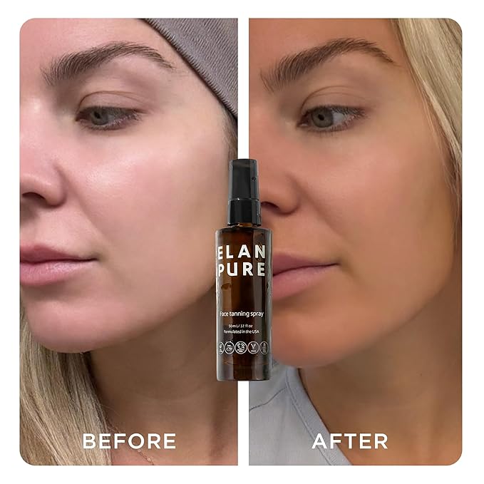 Elan Pure Face Tanning Mist, Organic Ingredients, Sunless Self Tanner, Bronzing, Hydrating, Streak-Free, Long Lasting Glow