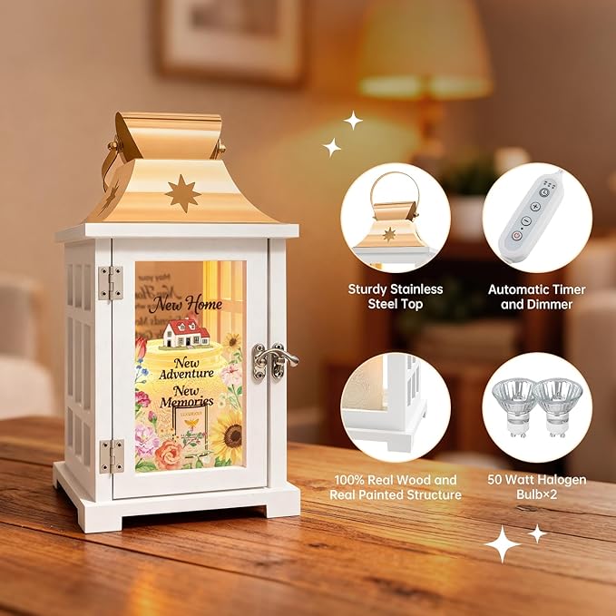 House Warming Gifts New Home Decor – Housewarming Gifts for Women, Men, Couple, New Homeowner - First Apartment Essentials, Candle Warmer Lamp Lantern with Timer