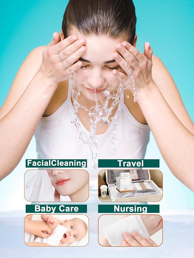 Face Towels,Facial Towels,200Ct Disposable Face Towel,7.9"x12"Face Cloths,Makeup Remover Face Towelettes Disposable,Disposable Face Cloths for Sensitive Skin,Biodegradable Dry Wipes