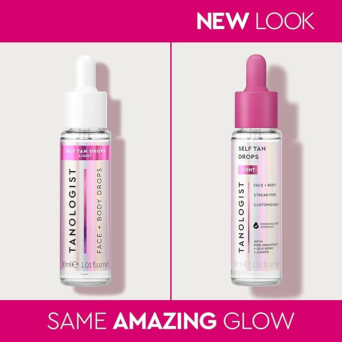 Tanologist Light Self Tan Drops, Streak-Free Body & Face Tanning Drops, No Fake Tan Smell, For Moisturizer & Lotion, Bronzing Face Tanner, Skincare Ingredients, Vegan, 1.01 fl. oz/30 ml Bottle