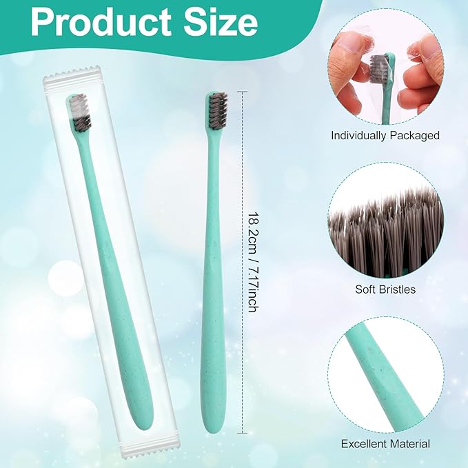 100PCS Disposable Toothbrushes Bulk,Individually Wrapped Travel Toothbrushes for Hotel Camping Travel, Guests & Homeless