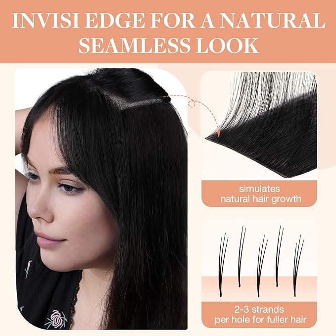 GOO GOO Invisi Edge Clip in Hair Extensions, 20inch 150g 7Pcs, Injected Seamless PU Clip in Hair Extensions, Virgin Real Human Hair, #1D/2C/4E Chocolate Dip Color Melt