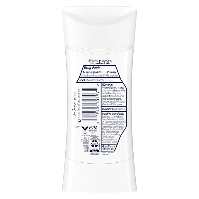 Dove Advanced Care Antiperspirant Deodorant Stick Cool Essentials for Helping Repair Skin Barrier After Shaving, with 72-Hour Sweat & Odor Protection, 2.6 oz