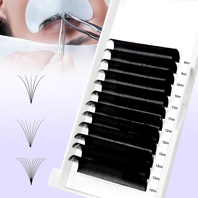 Automatic Blooming Flower Eyelash Extension D Curl Matte Black7D 8D 10D 14DVelvet DIY Fans Fluffy Lashes Extensions 0.07mm thickness Volume Lashes Tray Professional Lash Extension Supplies