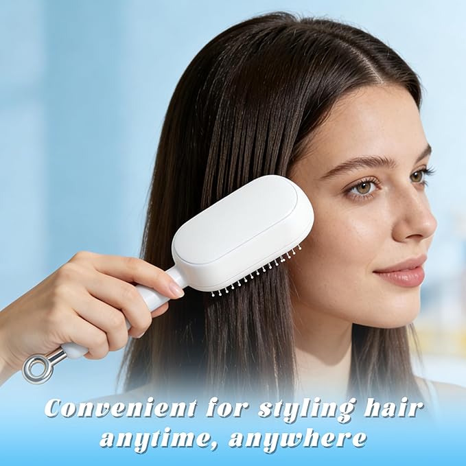 Retractable Cushion Massage Comb, 2026 Upgrade Self Cleaning Hair Massage Brush Anti-Static Air Cushion Comb, Retractable Cushion Scalp Comb for Curly Wet Dry Damaged Hair (White)