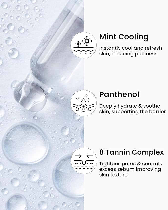 VAROL Ice Roll Serum for Face, Puffy Eyes, Under Eye Bags - Panthenol & Tannin for Hydrating, Pore Minimizing, Ice Roller for Puffiness, Redness, Dark Circles - Korean Skin Care & Gua Sha, 1.69 Fl Oz