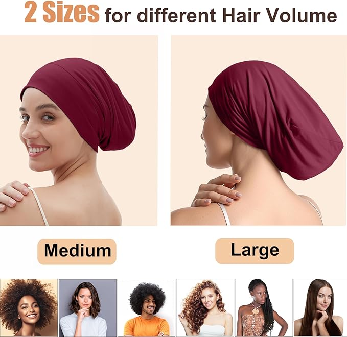 Satin Bonnet for Sleeping Night Cap, Adjustable Satin Lined Silk Bonnets Sleep Cap for Curly Hair Braids Beanie Black Women