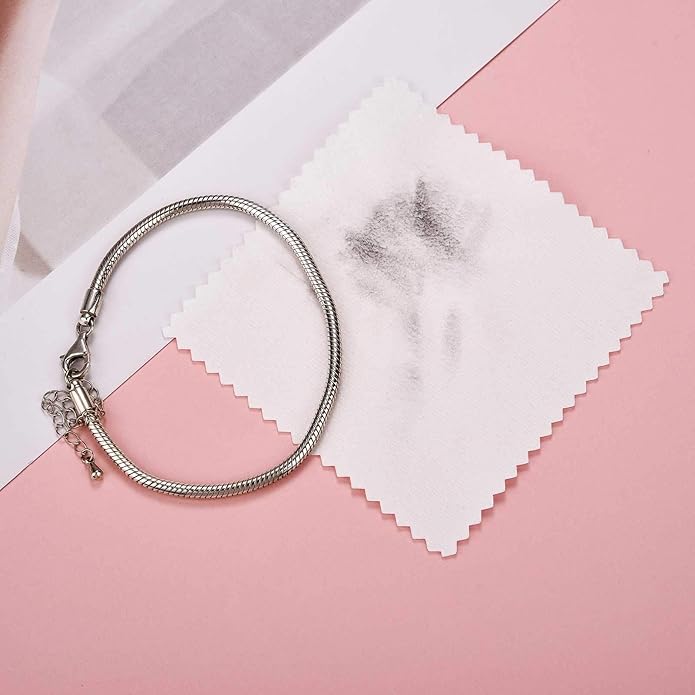 SEVENWELL 50pcs Jewelry Cleaning Cloth Pink Polishing Cloth for Sterling Silver Gold Platinum Small Polish Cloth 8x8cm