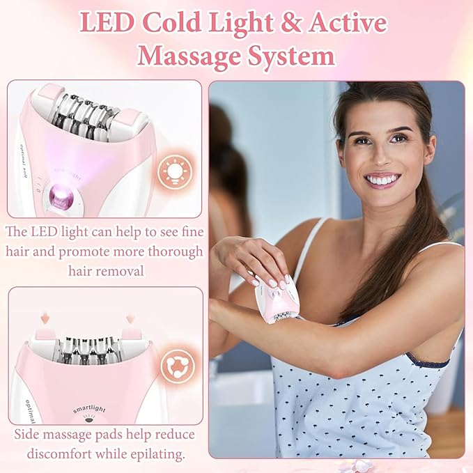 Facial Epilator for Women, Lady Epilators Hair Removal for Face, Epilators with LED Light, Two Speed Hair Removal Device, Epilator for Women, Pluxy Facial Hair Removal for Bikini Arm Legs Armpits