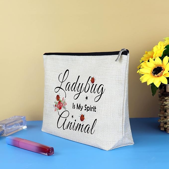 Ladybug Gift Ladybug Makeup Bag for Girls Women Ladybug Lover Gift Cosmetic Bag Best Friend Friendship Gift Animal Lover Gift Christmas Birthday Gift for Her Sister Daughter Travel Makeup Pouch