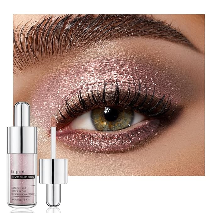 Faded Rose Shimmer Liquid Eyeshadow, Longwear Waterproof Lightweight Eye Shadow Cream, Buildable Blendable Eye Makeup, Vegan Cruelty-Free Paraben-Free for Older Women Stage makeup 07#