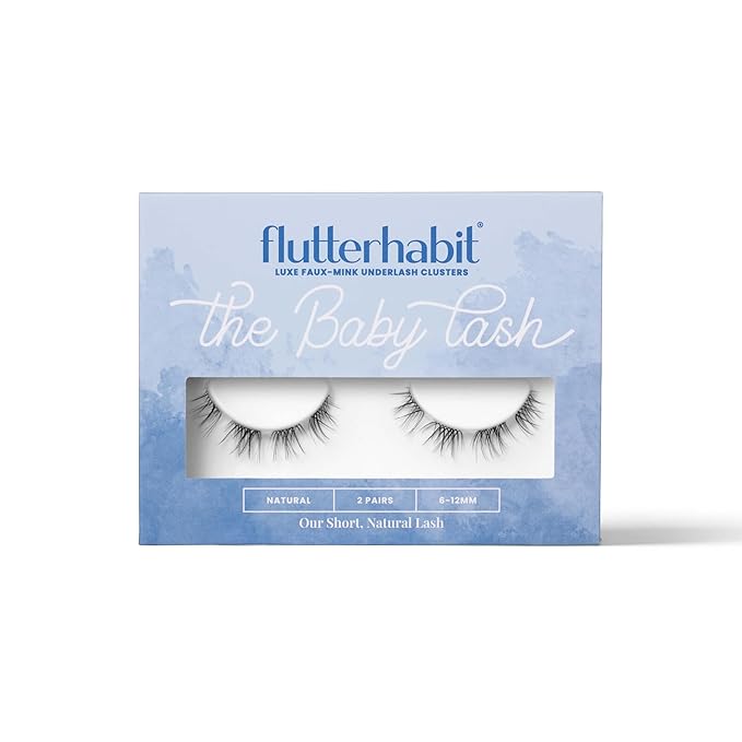 FlutterHabit The Baby Lashes, 2 Sets of Eyelashes, DIY Lash Extensions, Up to 10 Day Lash Wear, Salon Quality Cluster Eyelashes for a Natural Look, No Glue Included