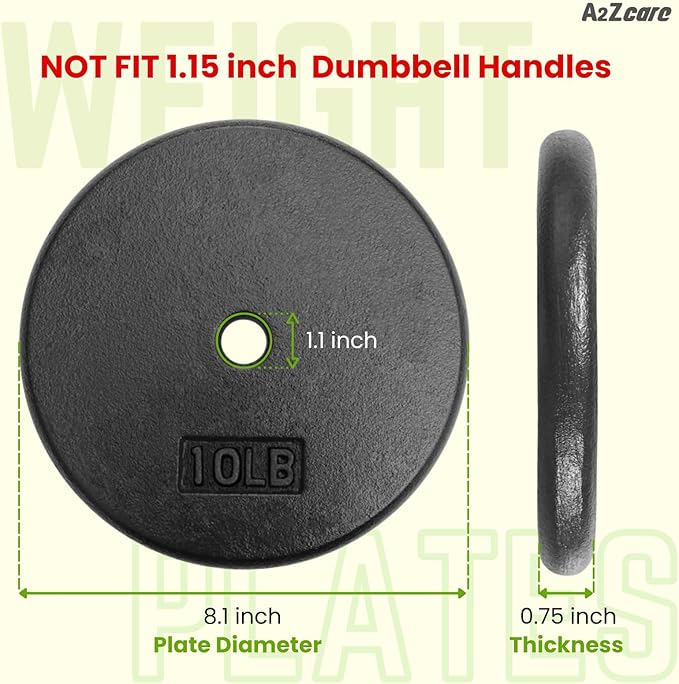A2ZCARE 1 inch Weight Plates Set 1.25 lbs 20 lbs, 1 inch, 1 inch