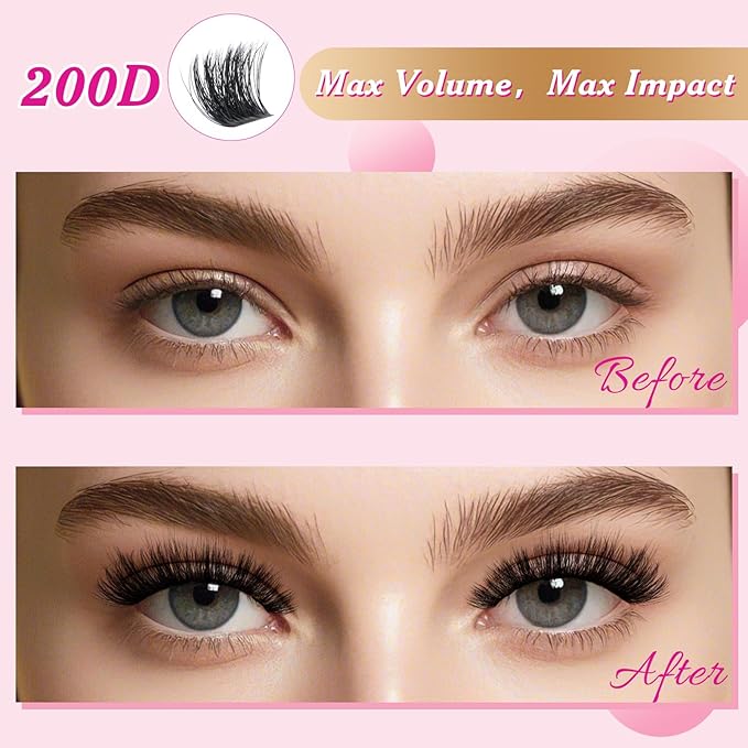 Lash Clusters 3D Effect Individual Lashes NYCAAR 154pcs 200D D Curl 9-16MIX Eyelash Clusters Wispy Lashes Fluffy Cluster Lashes Natural Soft DIY Lash Extension