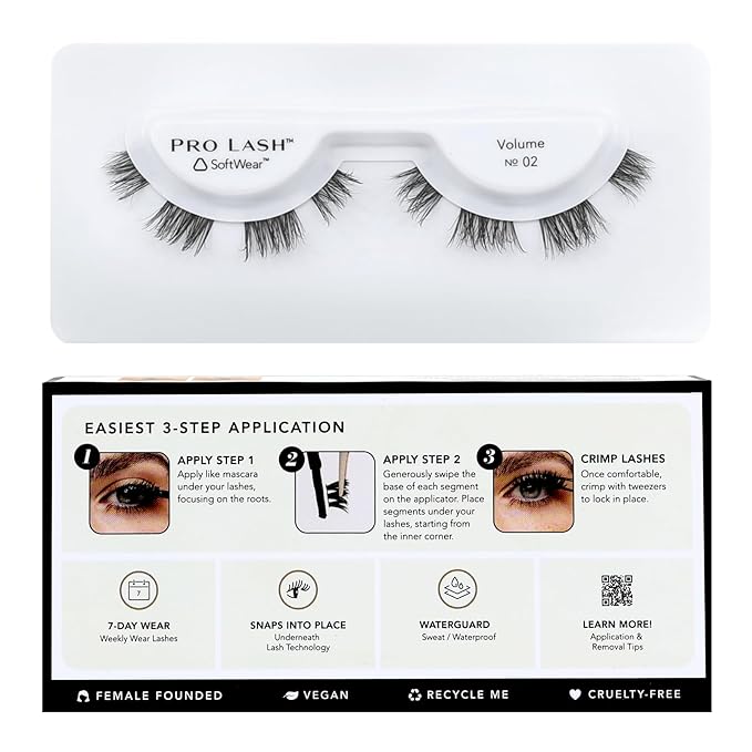 Pro Lash SoftWear Professionally Styled Lash Clusters - Seamless, Lightweight Lashes - 7-Day Cluster Eyelash Extensions - Waterproof Lashes Clusters - Single Set - Volume No. 02 Black