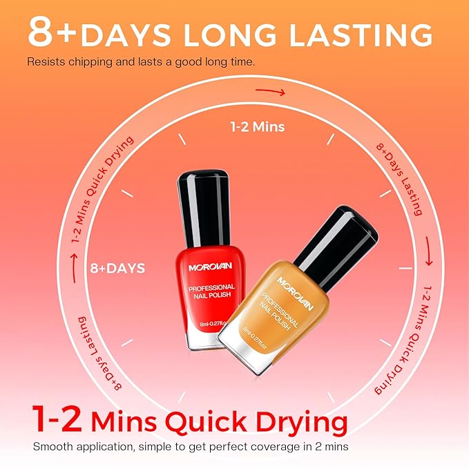 Morovan Coral Nail Polish Set: Grapefruit Maple Leaf Yellow Nude Orange Pink Red Peach Peachy Nail Polish Bulk Quick Air Dry Mini Toe Pack DIY Art Salon Summer Gift for Women