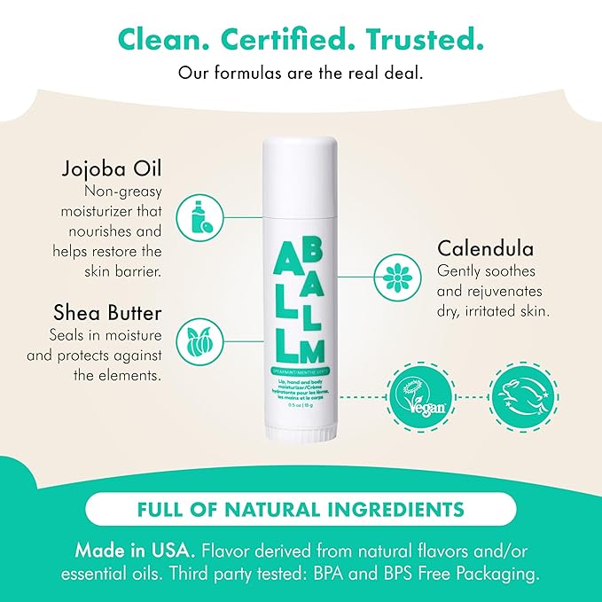 Zizia Spearmint Multi All Balm Stick – Moisturizing and Hydrating Stick for Lips, Hands & Body – with Shea Butter, Jojoba Oil, Aloe Vera, Calendula – Beauty Moisturizer - Travel Essentials - 0.5 oz
