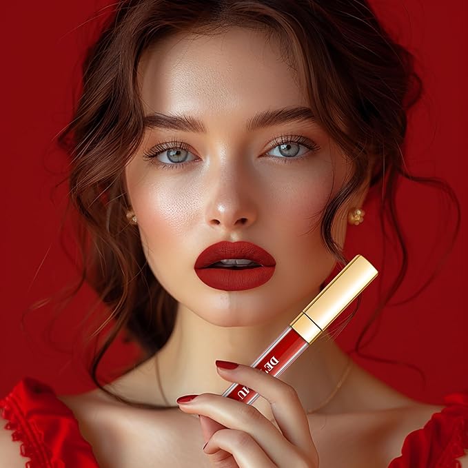 Depuplum 3Pc Matte Liquid Lipsticks for Women, Red Lipstick Nude Lisptick Pink Lipstick, Cruelty Free Long Lasting Lip Makeup (DM05+DM06+DM10)