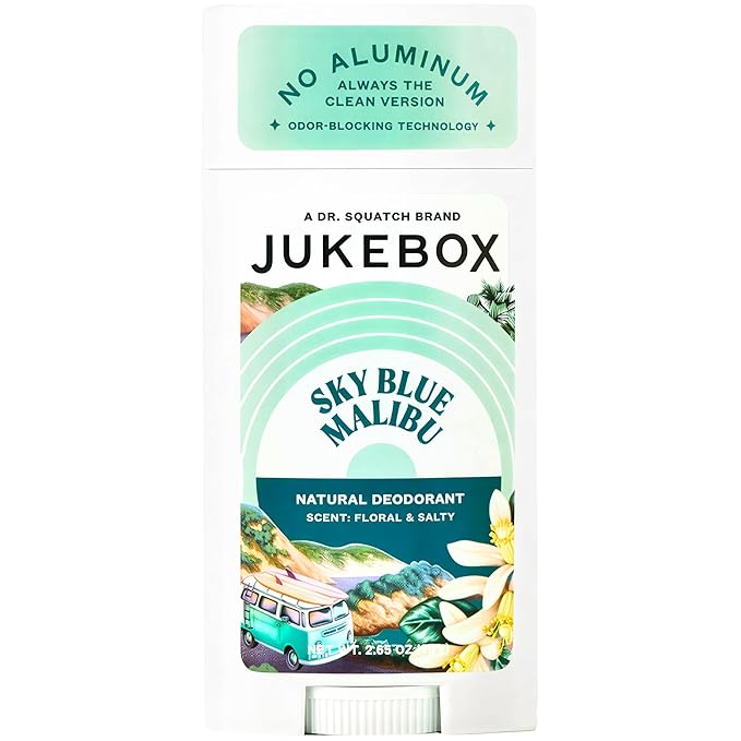 JUKEBOX Natural Deodorant for Women–Sky Blue Malibu Scent- Aluminum-Free, No Baking Soda, No Harsh Chemicals, Odor Blocking Technology, Neroli, Orange, Sea Salt-a Dr. Squatch Brand-2.65oz