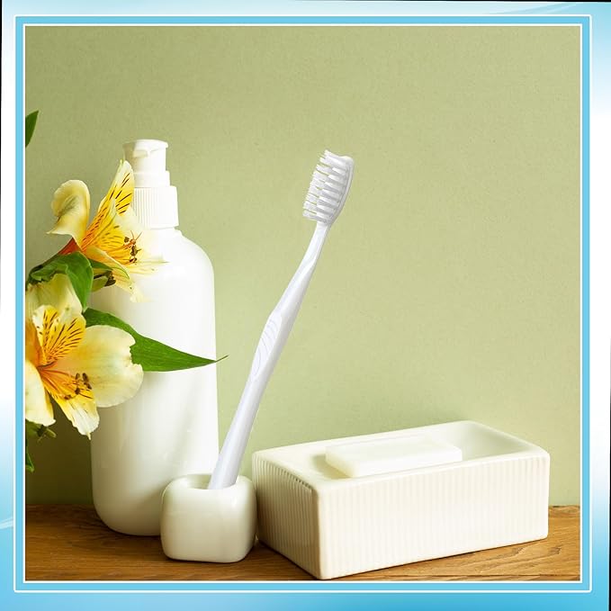 Tessco 500 Pcs Disposable Toothbrushes Individually Wrapped Soft Bristle Tooth Brush Set Travel Toothbrushes Bulk for Adults Oral Hygiene Dental Care Camping Guestroom Hotel(White)