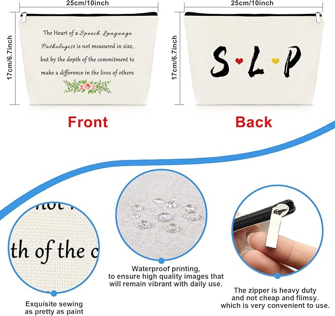 Speech Therapist Gift Makeup Bag Gift for SLP Women Speech Pathology Gifts Cosmetic Bag Pouch Speech Language Pathologist Gift Appreciation Gifts Thank You Gift Thanksgiving Gift for Speech Therapist