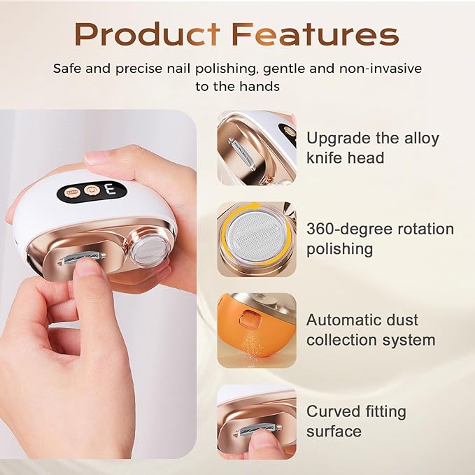 Multi Functional Electric Nail Trimmer, 2026 Upgraded 3 in 1 Electric Polishing Automatic Nail Clippers for Toenails or Hand Fingernails, Portable Rechargeable Device for Adults Seniors Care (White2)