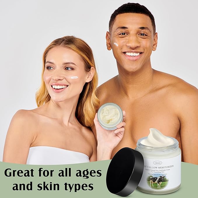 YBHMO Beef Tallow Moisturizer,Beef Tallow for Skin,Organic Grass Fed Beef Tallow with Raw Honey Moisturizing Cream, Whole Body & Face Moisturizer（4oz）