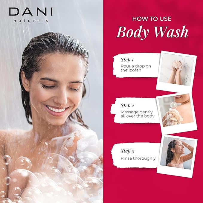 DANI Naturals Moisturizing Body Wash - Citrus Rose Scent with Organic Aloe Vera & Natural Glycerin - Paraben & Sulfate-Free Shower Gel - 12 oz - Vegan & Cruelty-Free