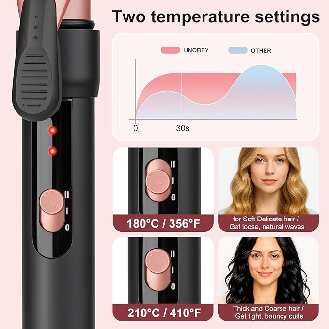 Curling Wand, 32mm Ceramic Hair Curler Tongs with Adjustable Temperature for Long & Medium Hair, Professional Hair Curler with Glove, Dual Voltage