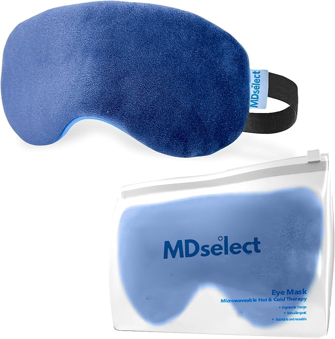 MDselect Microwavable & Freezable Hydro Beads Eye Mask - Warm & Cold Therapy for Dry Eyes, Styes, Blepharitis & Sinus Relief