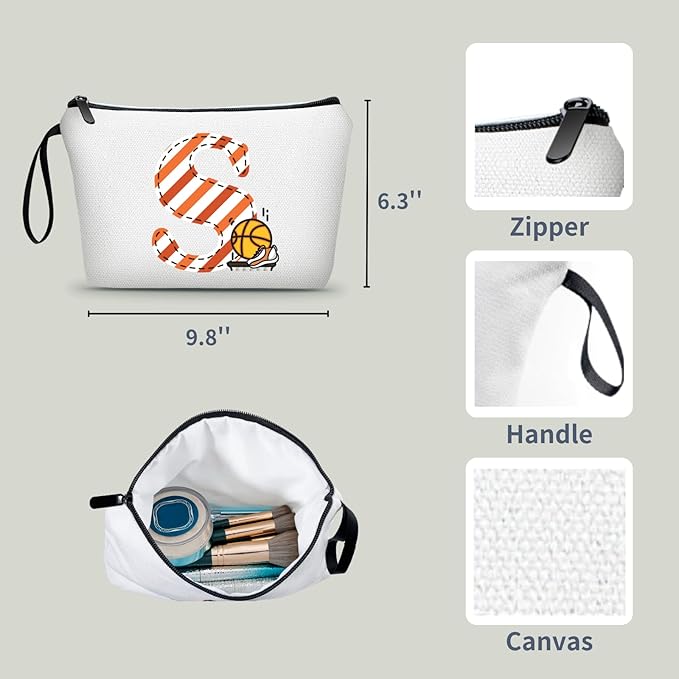ARIOSEY Basketball Gifts Monogrammed Cosmetic Travel Makeup Bag Basketball Accessories Graduation Birthday Gifts for Girls Coaches Daughters Team Friend Mom Player,Christmas-S