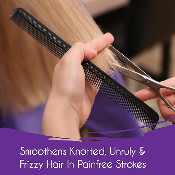 Mars Wellness 7" Hair Styling Comb (Bulk Pack of 24) - Plastic for Men & Women - Black Set - Heat Resistant for All Hair Types - for Salon, Barbershops, Home - Made in USA