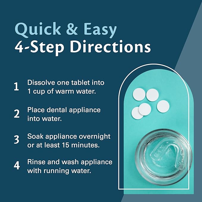 Retainer Cleanser Tablets Cleaner, Removes Odors Discoloration Stains and Plaque 2 Month Supply Denture Cleansers Retainers Mouth Guards Denture Bath Mint by M3