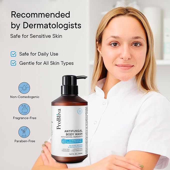 Antifungal Body Wash Treatment Soap – Antibacterial Wash for Jock Itch, Ringworm, Back Acne, Tinea & Foot Odor – Medicated Skin Relief Cleanser Gel with Tea Tree Oil & Tolnaftate for Men and Women (2)