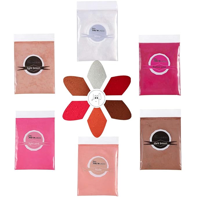 Lip Gloss Pigment Powder Natural Lip Dye 5 Colors x 10G and White Metallic Shimmer Pearl Glitter Pigment Powder for Lip Gloss Lipstick Eyeshadow Cosmetic Grade Lip Gloss Color Pigment