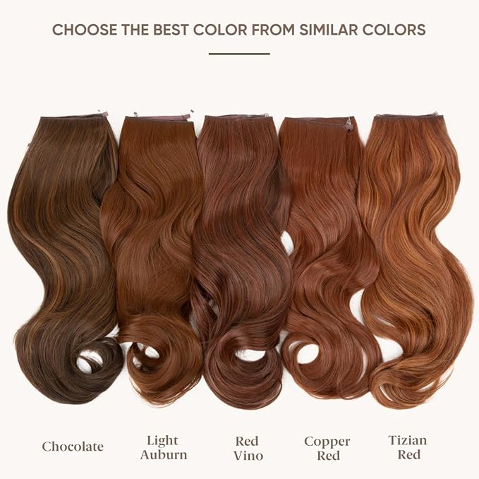 SARLA Invisible Wire Hair Extensions with 3 Clips Long Wavy Curly Synthetic Hairpiece for Women Adjustable Transparent Headband 16 Inch Chocolate