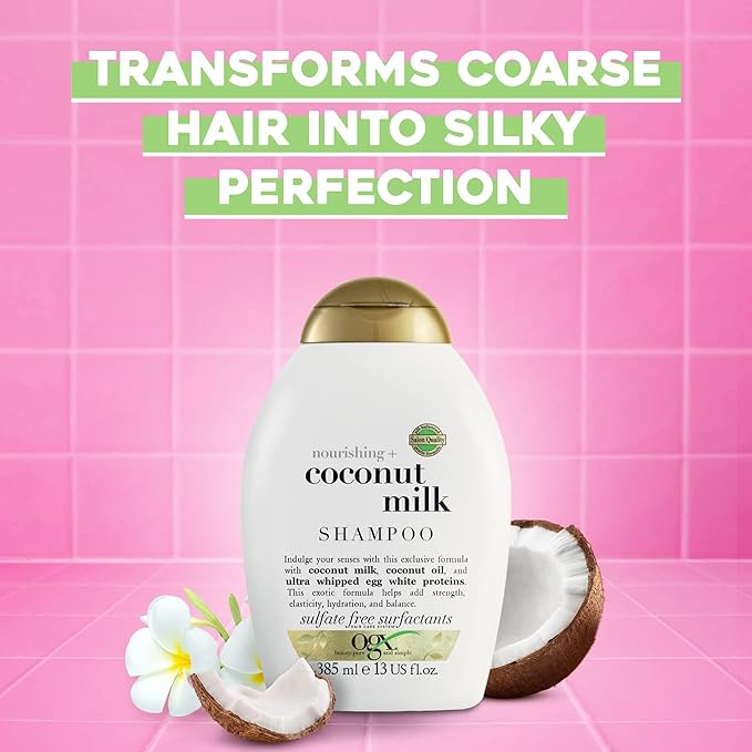 OGX Nourishing Coconut Milk Shampoo | For Strong Hair | With Coconut Oil | Egg White Protein | Sulfate-Free