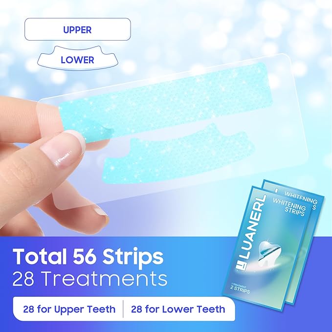 Teeth Whitening Strips 56 Strips (28 Treatments),Peroxide & Sensitivity Free,Enamel Safe with Soothing Natural Ingredients for Deep Stains Removal